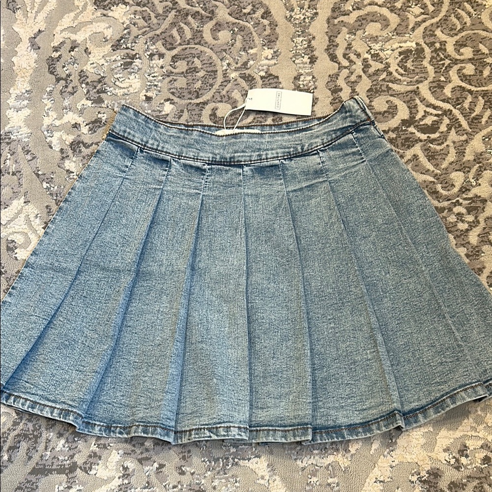 Denim Pleated Skirt